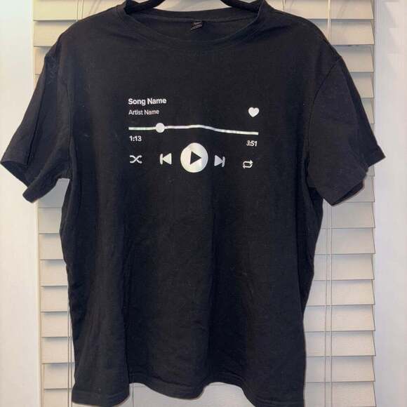 SHEIN Music Graphic Black Tee - Picture 1 of 5